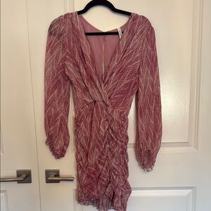 Moonsea ruched dress pink pattern